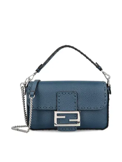 Fendi Baguette Mini Shoulder Bag In Blue