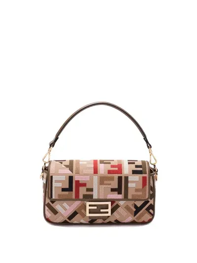 Fendi `baguette` Multicolor Bag With `ff` Embroidery