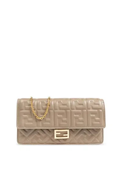 Fendi Baguette Small Shoulder Bag In Brown