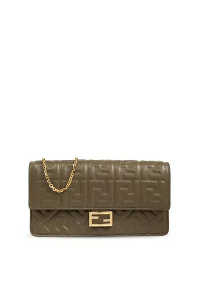 Fendi Baguette Small Shoulder Bag In Green