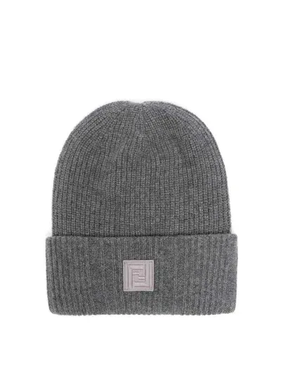 Fendi Beanie Ff Label In Grey