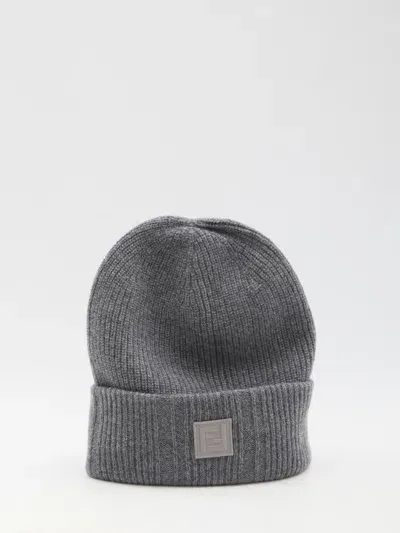 Fendi Beanie In Wool And Cashmere In Grey