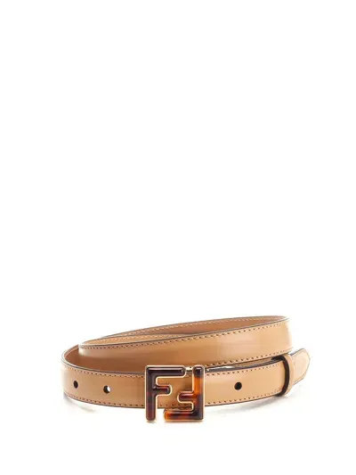 Fendi Ff Buckle Belt In Beige