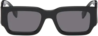 Fendi Black Diagonal Sunglasses In Shiny Black /smoke