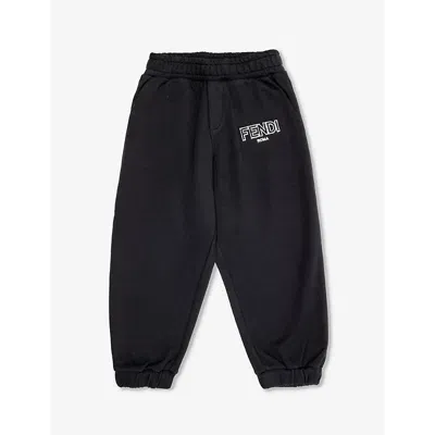 Fendi Boys Black Kids Classic Logo Cotton-jersey Jogging Bottoms