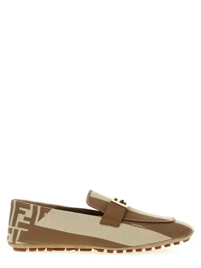 Fendi Baguette Loafers In Beige