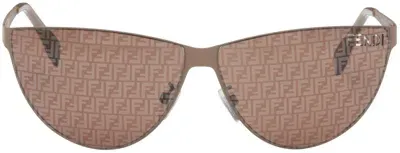 Fendi Brown Cutout Sunglasses In Matte Dark Brown/gra