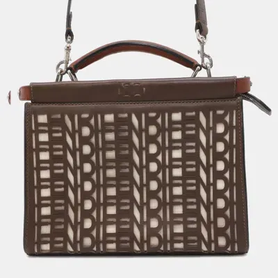 Pre-owned Fendi Brown Leather Peekaboo Fit Mini Bag