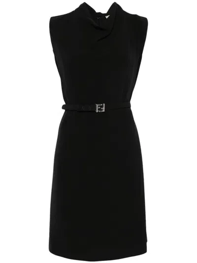 Fendi Cady Mini Dress In Black