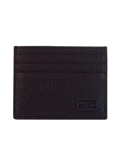 Fendi Card Holder With Logo In Black