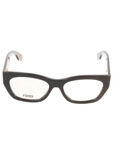 Fendi Cat-eye Metallic Logo Sided Glasses In Black