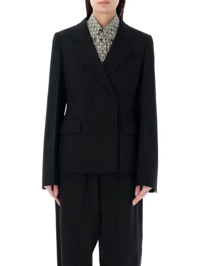 Fendi Double-breasted Draped Blazer In Black