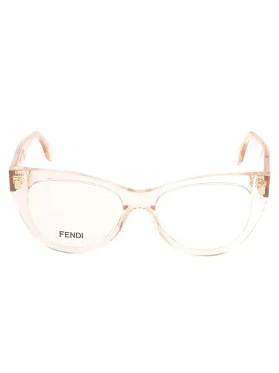 Fendi Clear Frame Round Lense Glasses In Pink