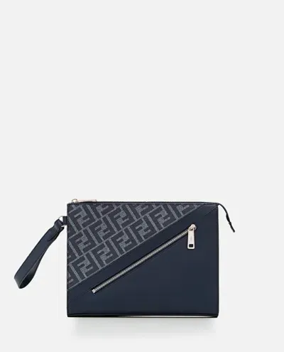 Fendi Clutch Pu Ff 1974 St. In Blue