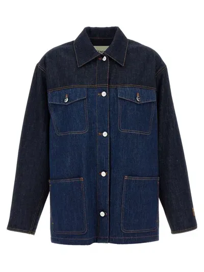 Fendi Two-tone Denim Jacket In Blue