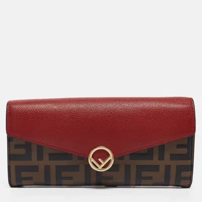 Pre-owned Fendi Continental Wallet In Red