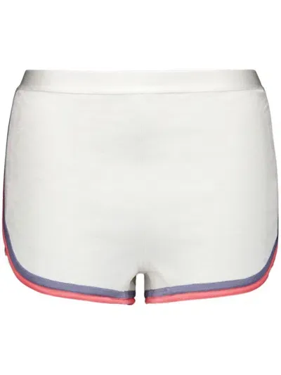 Fendi Contrast-trim Knit Shorts In White