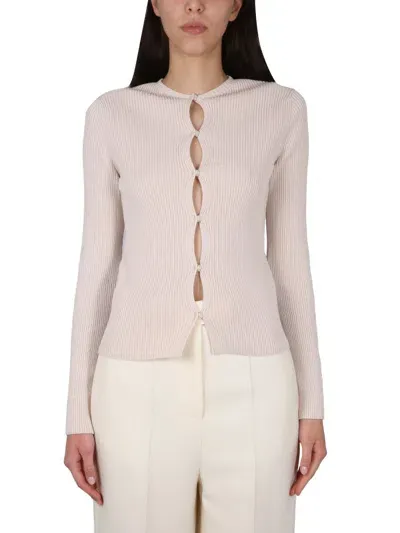 Fendi Cotton Cardigan In Beige