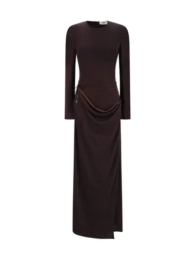 Fendi Daily Long Dress In Multicolor