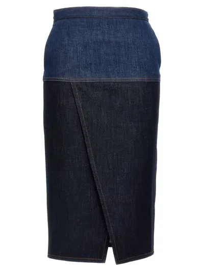 Fendi Dark Blue Color Block Cotton Denim