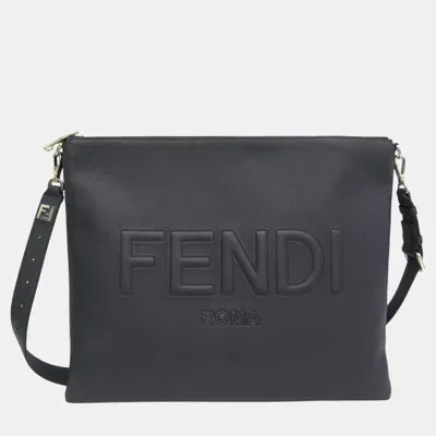 Pre-owned Fendi Dark Blue Leather After Roma Shoulder Bag In Navy Blue