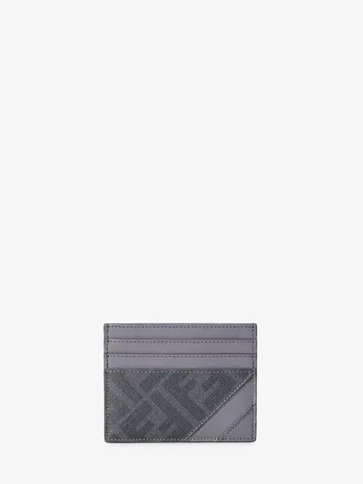 Fendi Diagonal Cardholder In Gray