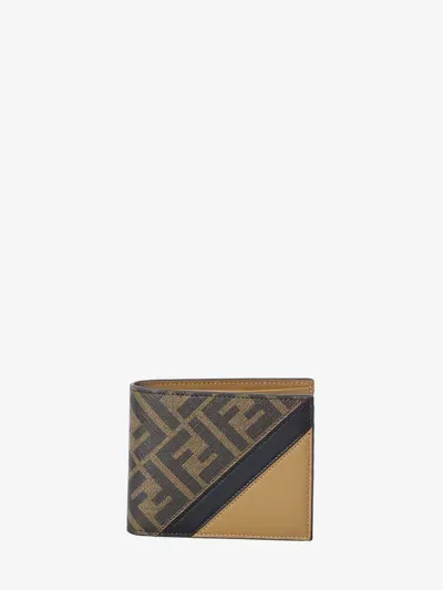 Fendi Monogram-print Bi-fold Wallet In Brown