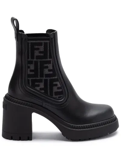 Fendi `domino` Biker Boots In Black  