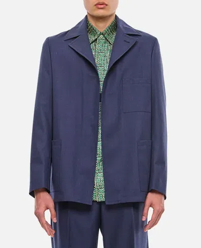 Fendi Dyed Wool Jacket In Blue