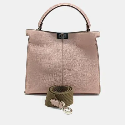 Pre-owned Fendi Essential Selleria Peekaboo Bag In Pink