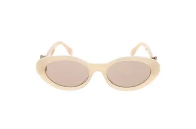 Fendi Eyewear Oval Frame Sunglasses In Beige