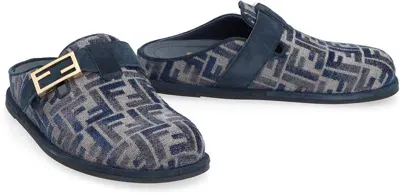 Fendi Feel Denim Mules In Blue