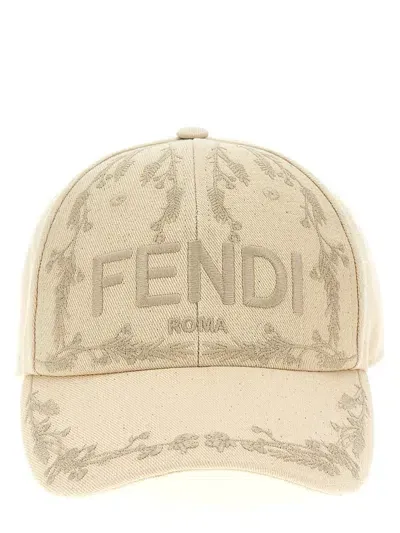 Fendi ' Roma' Baseball Cap In White