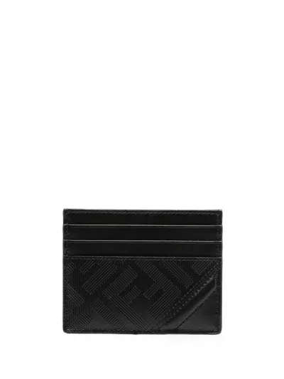 Fendi " Shadow Diagonal" Card Holder In Black