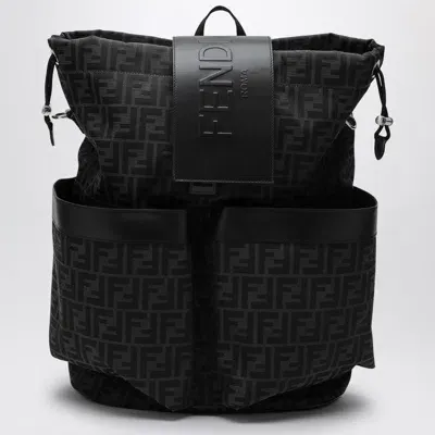 Fendi Strike Large Backpack In Jacquard Ff Fabric Men In Black