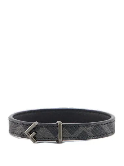 Fendi Ff Buckled Five Bracelet In Black