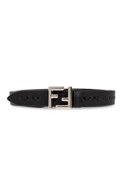 Fendi Ff Buckled Reversible Belt In Black