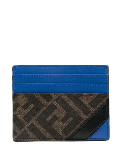 Fendi Ff Canvas Card Holder In Brown