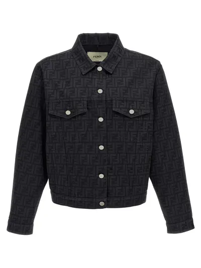 Fendi Ff Denim Jacket In Black