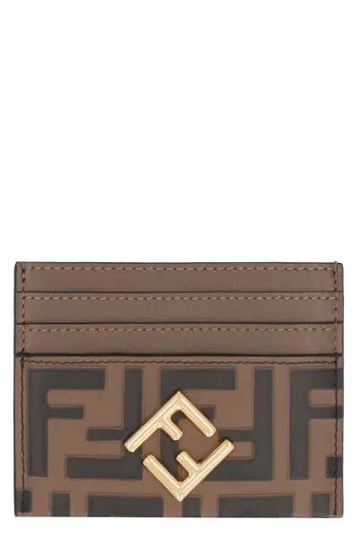 Fendi Ff Diamonds Card Case In Brown