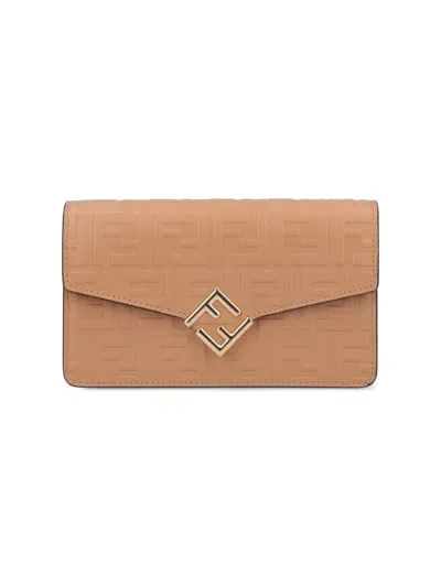 Fendi "ff Diamonds" Crossbody Wallet In Neutral