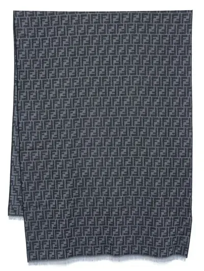 Fendi Ff Jacquard Scarf In Blue