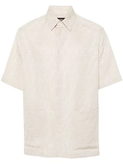 Fendi Ff Labyrinth Jacquard Shirt In Neutrals