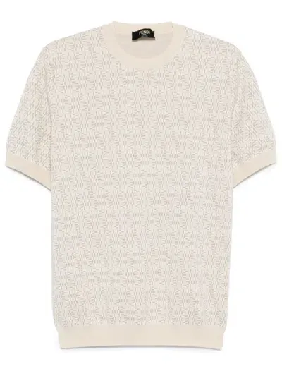 Fendi Ff Labyrinth Sweater In Neutrals