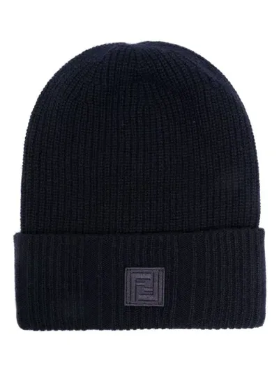 Fendi Ff-motif Beanie In 蓝色