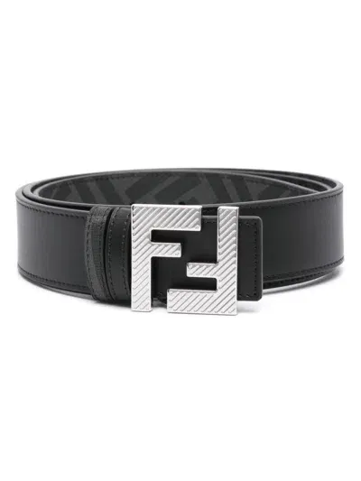 Fendi Ff-motif Leather Belt In Black