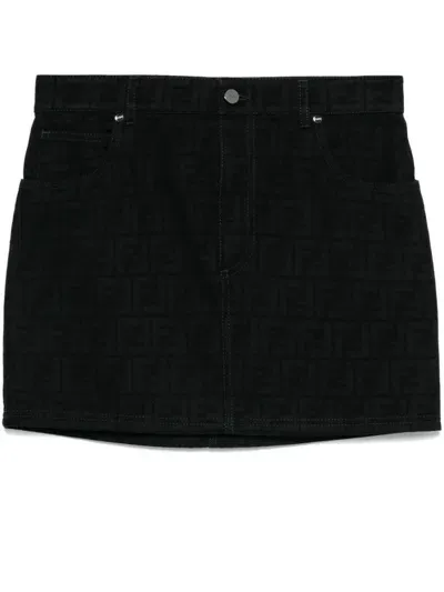 Fendi Ff-motif Mini Skirt In Black