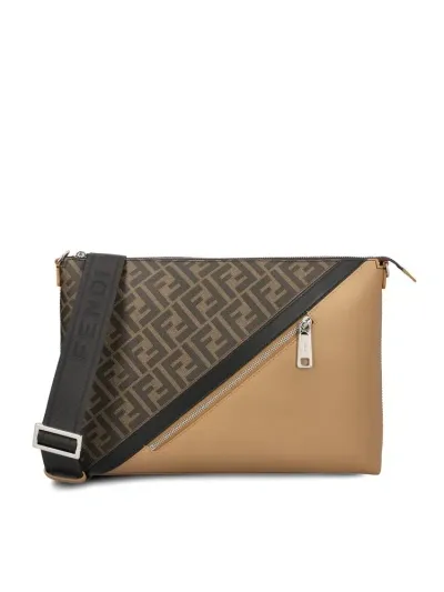 Fendi Ff Motif Printed Slim Messenger Bag In Brown