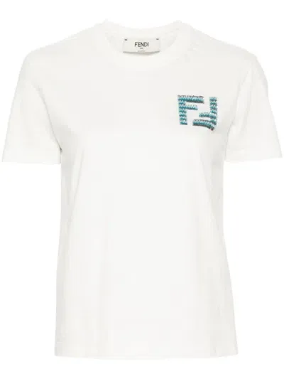 Fendi Ff-motif T-shirt In White