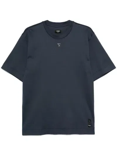 Fendi Ff-plaque T-shirt In Dark Blue